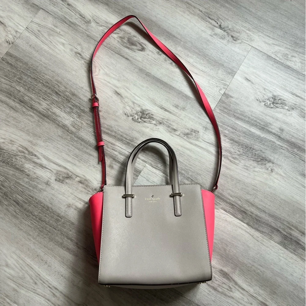 Kate Spade New York Gray and Pink small Hayden bag